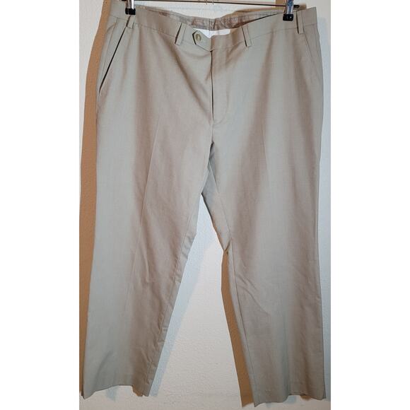 Chaps Beige Flat Front Men's Dress Pants 40 X 30 Straight Leg - Picture 1 of 4